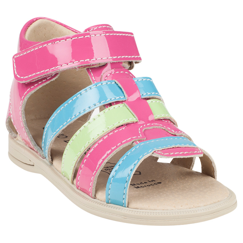 Sandales multicolores en cuir vernis pour bébé fille 