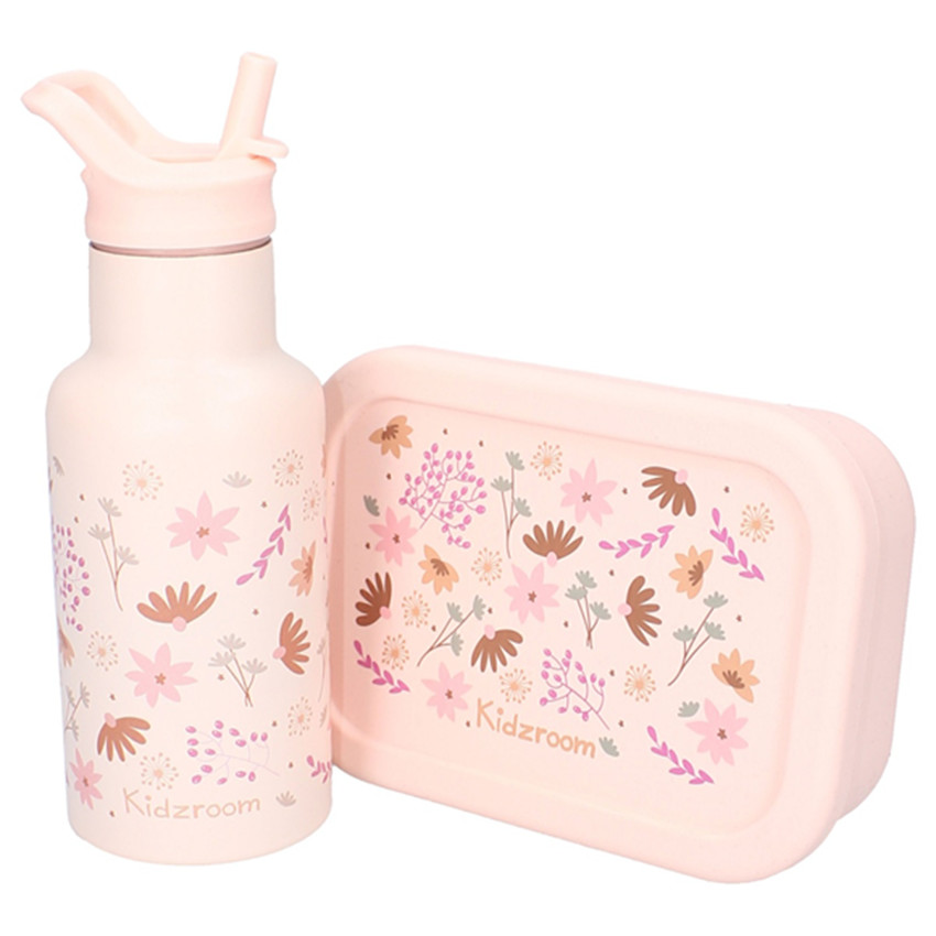 Gourde isotherme 350ml Fleurs Rose 