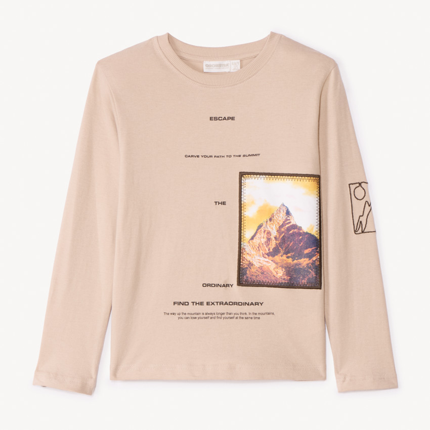T-shirt manches longues à patch photoprinté pour garçon