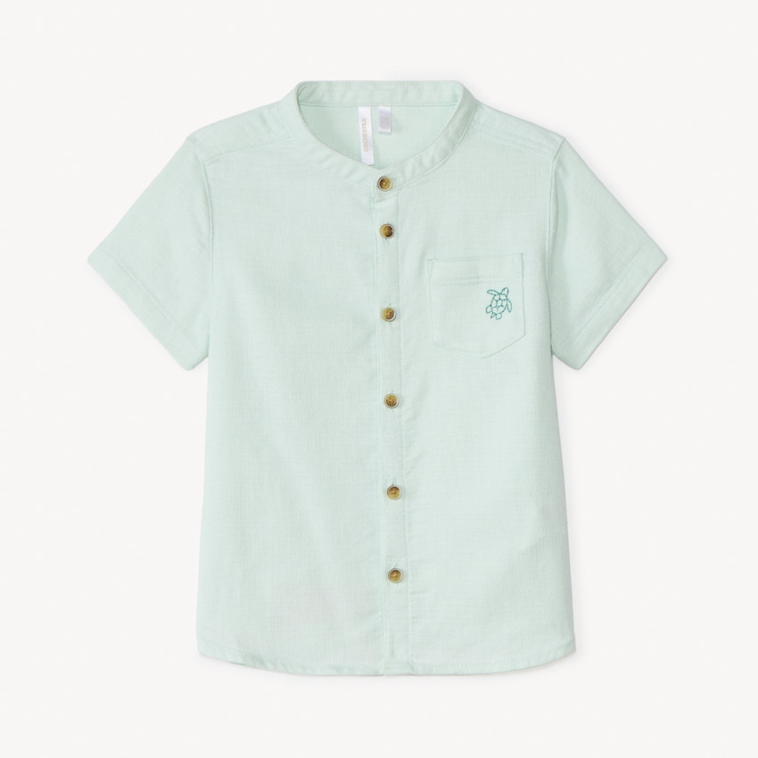 Chemise manches courtes col mao avec broderie animaux pour bébé garçon 