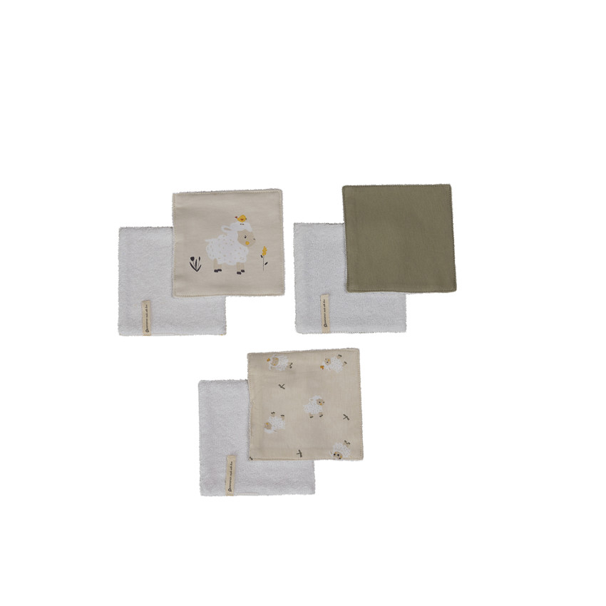 Lot de 6 lingettes lavables 12 x 12 cm en coton La Vie à la Ferme 