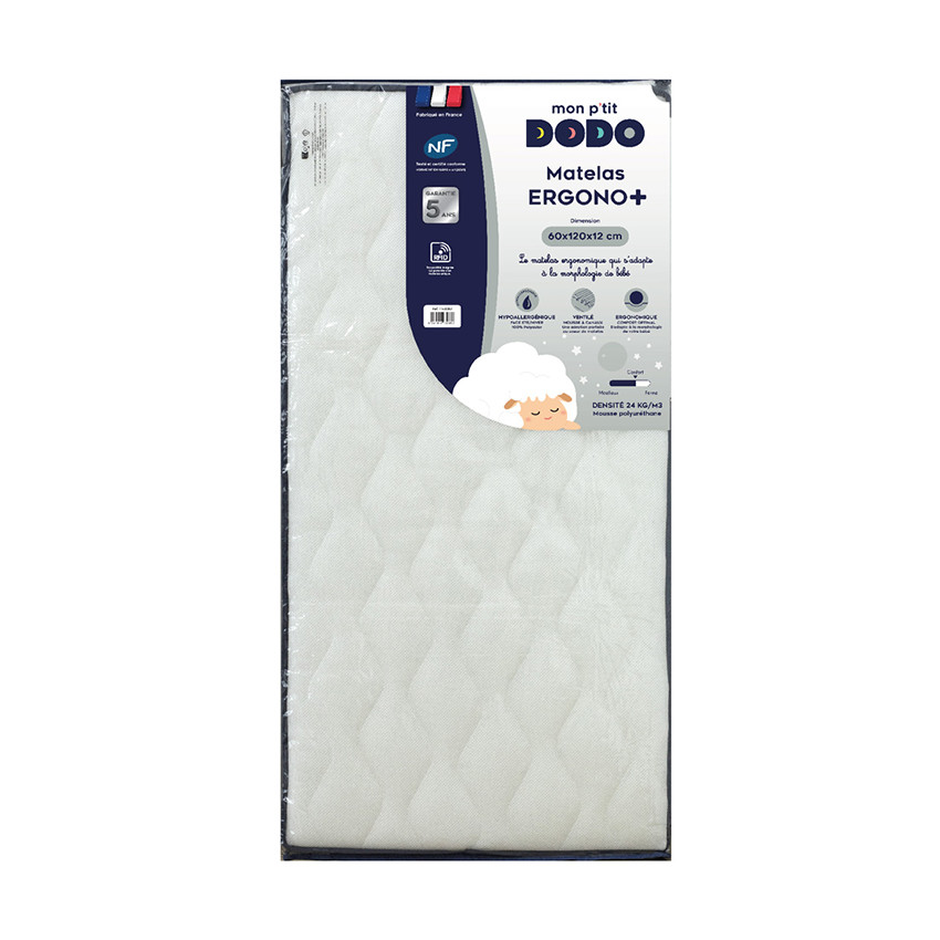 Matelas Ergono+ ultra respirant face été/face hiver 60 x 120 cm 