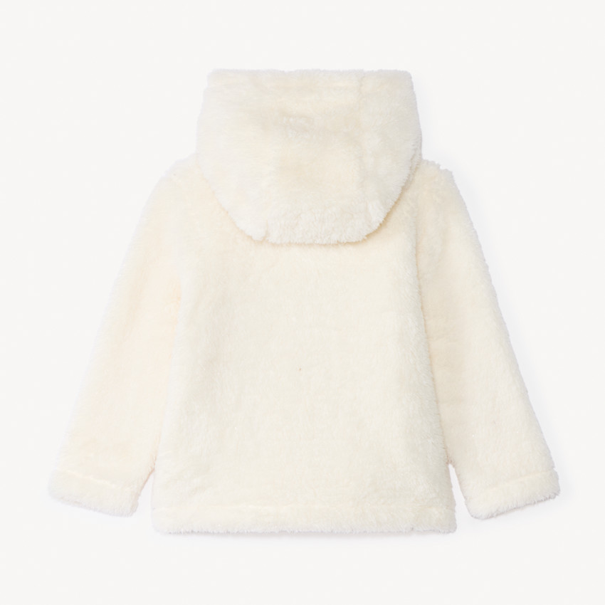 Gilet polaire en sherpa uni avec capuche pour bébé fille 