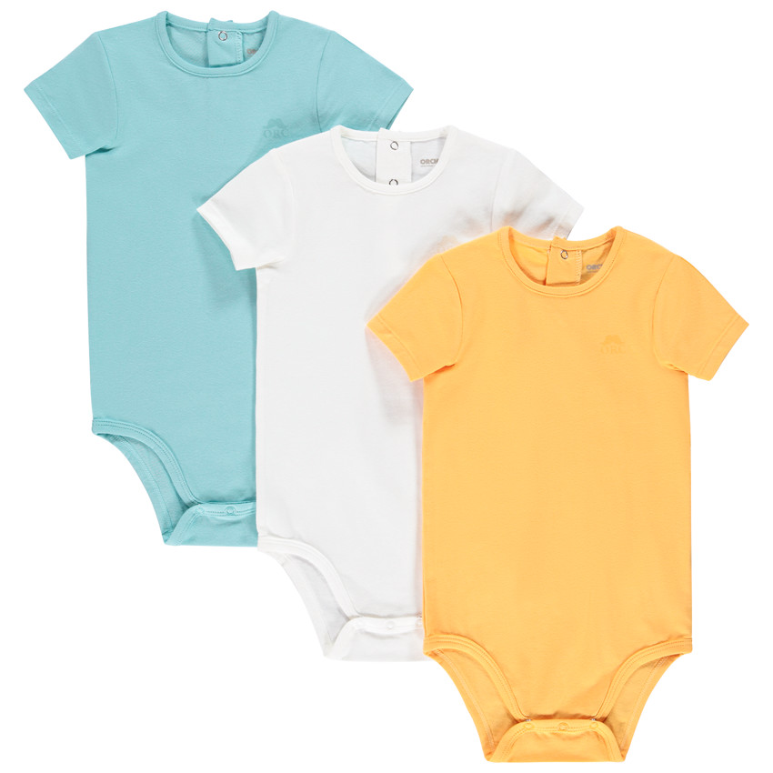Lot 3 bodies manches courtes en coton pour bébé garçon