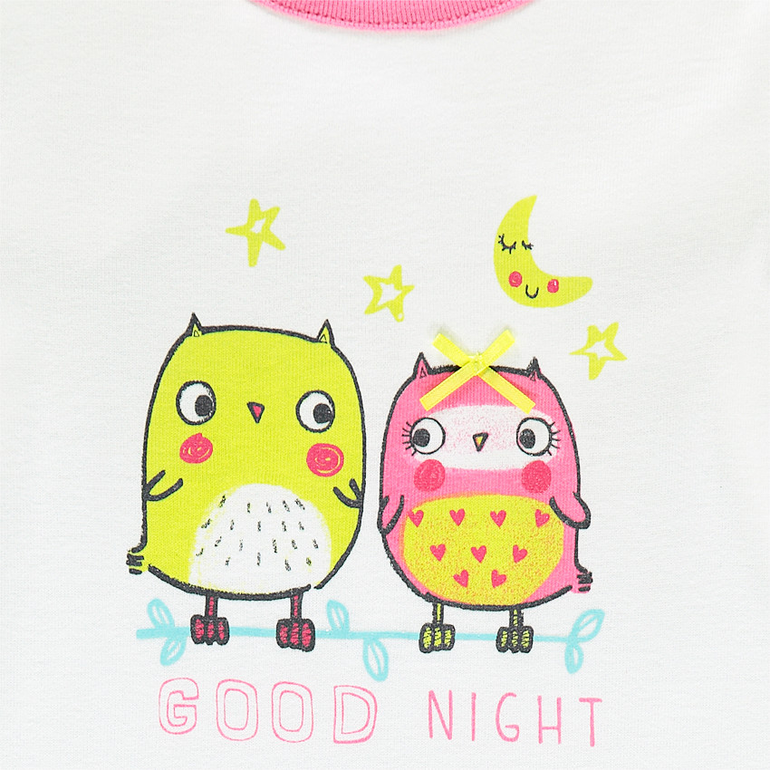 Pyjama long en coton print et imprimé chouettes fantaisie 
