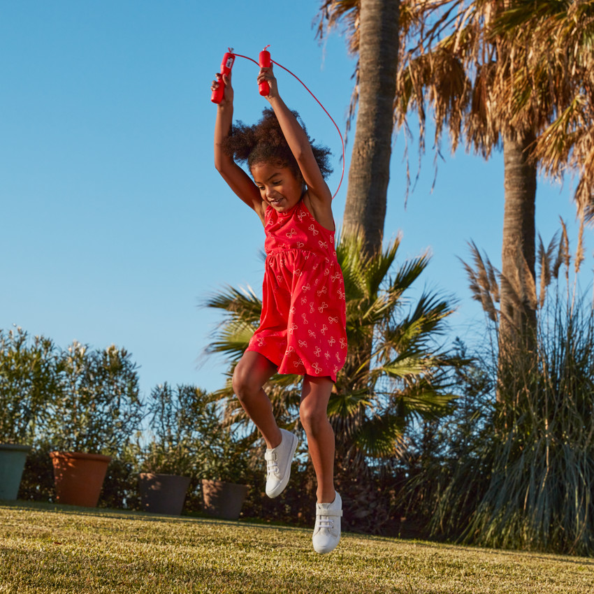 Robe sans manches imprimé nœuds pour fille 