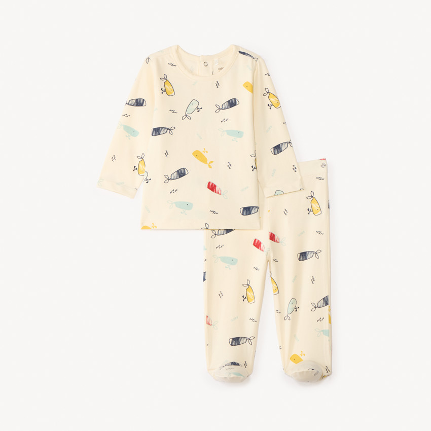 Set pyjama 2 pièces pour bébé garçon avec finitions différentes selon l'âge 