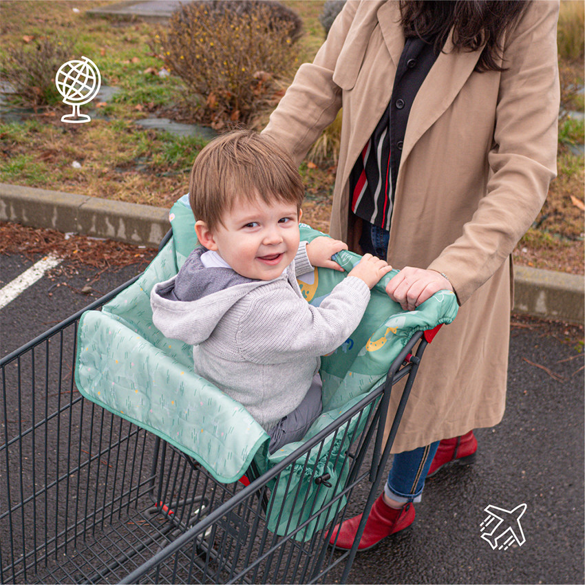 Protège chariot de supermarché en tissu Safari vert 