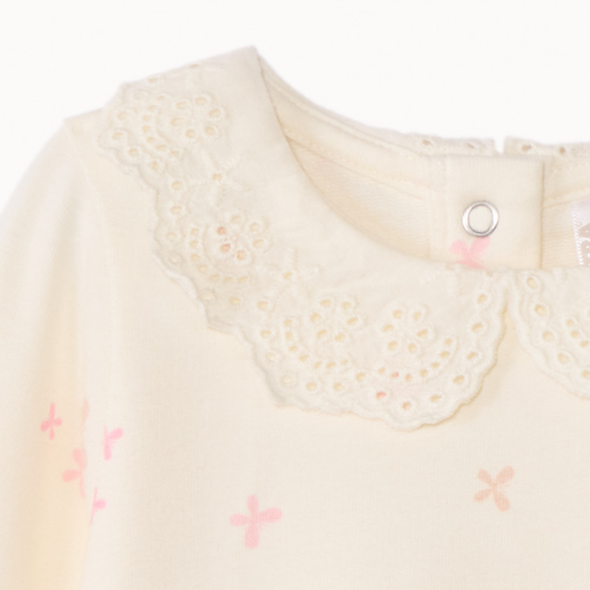 Body manches longues à col claudine brodée pour bébé fille 