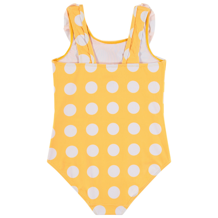 Maillot de bain 1 pièce col volanté et imprimé pois pour fille 