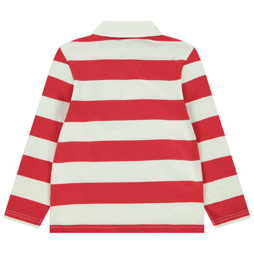 Polo à rayures avec sigle ballon de basket brodé pour garçon 