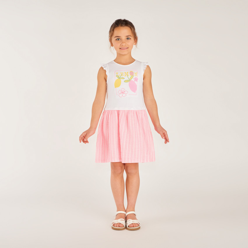 Robe effet 2-en-1 imprimé citron pour fille 