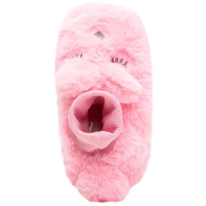 Chaussons forme lapin en peluche à oreilles en relief  