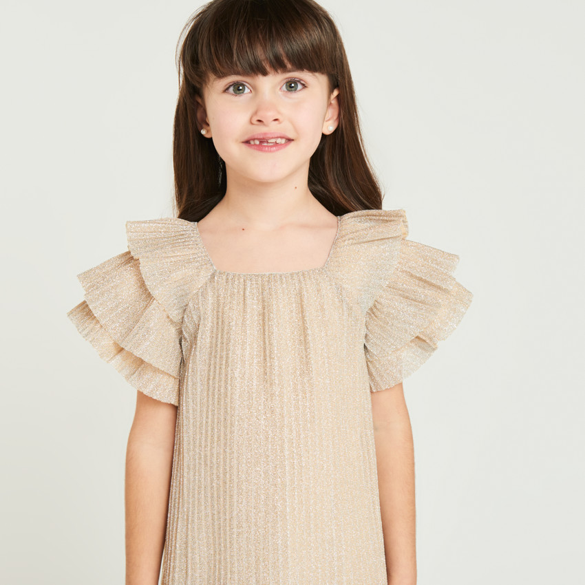 Robe à manches courtes papillon pailletées pour fille 