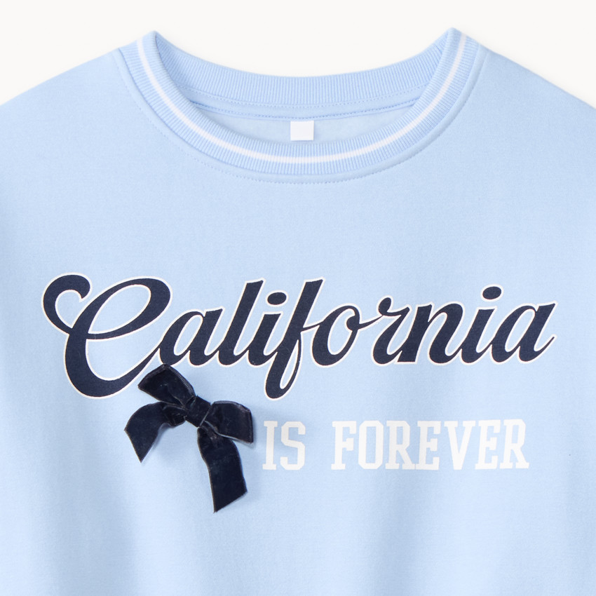 Sweat fille print California avec base élastiquée 