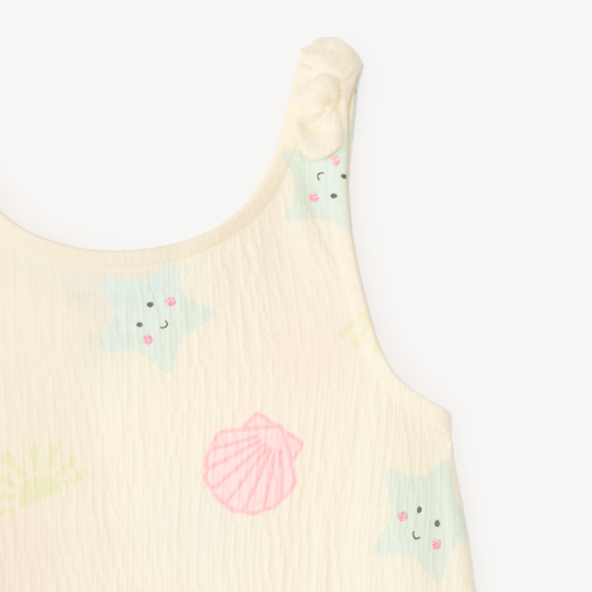 Combinaison courte imprimé plage pour bébé fille  