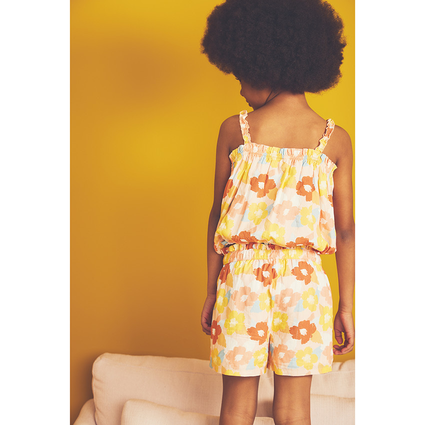 Ensemble 2 pièces imprimé fleurs retro pour fille 