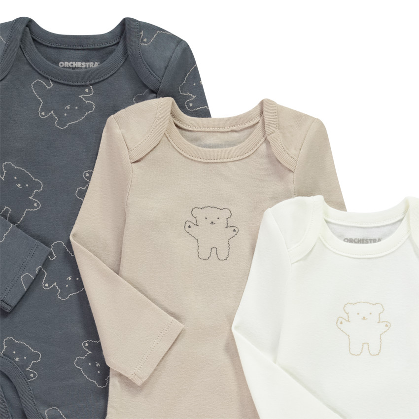 Lot de 5 bodies manches longues motif oursons pour bébé 