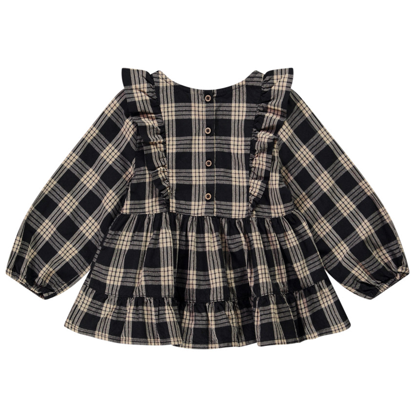 Tunique manches longues à carreaux pour bébé fille  
