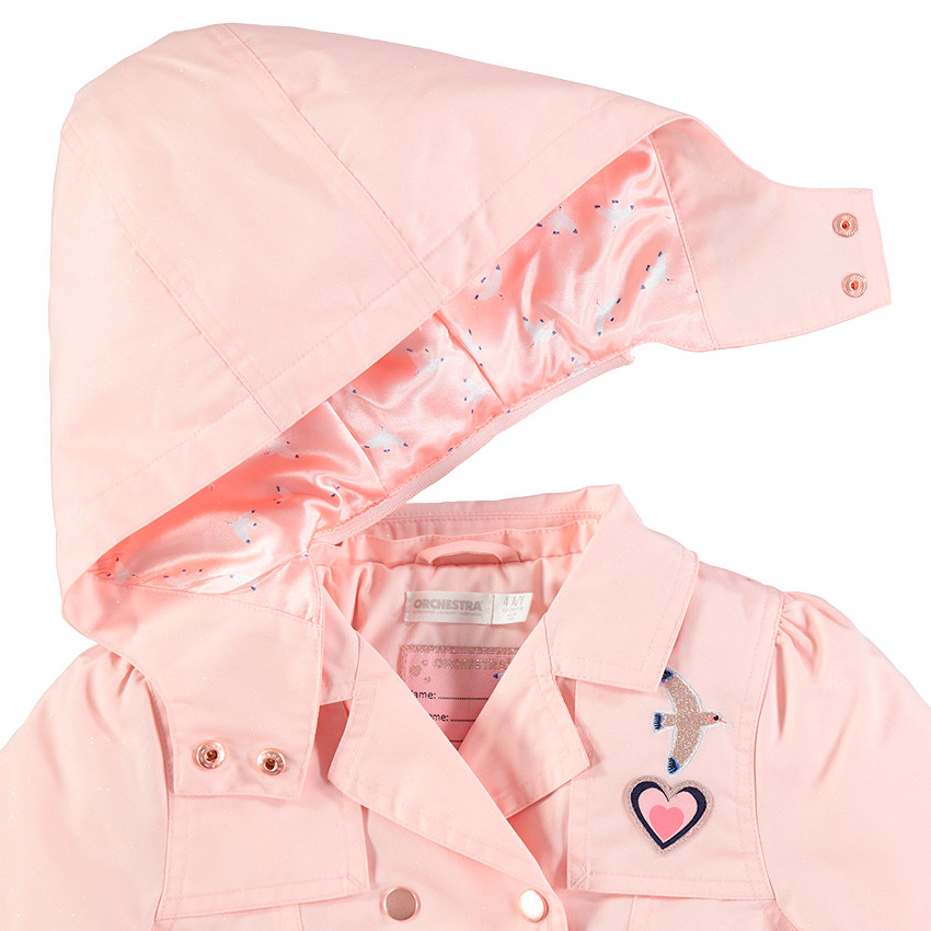 Trench uni rose pâle avec doublure satinée 