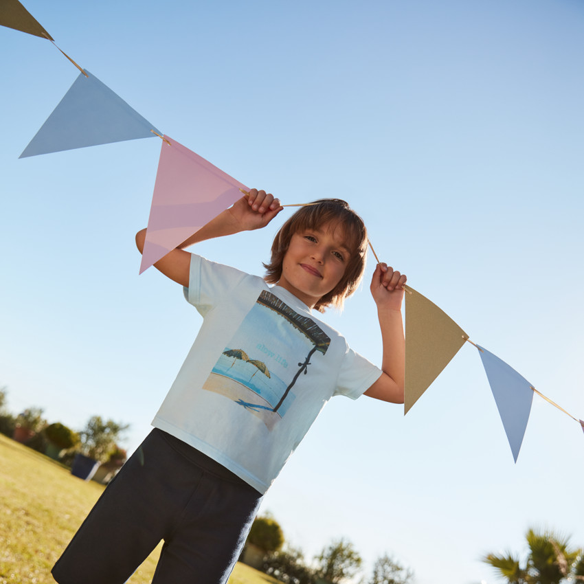T-shirt manches courtes en jersey print fantaisie pour garçon