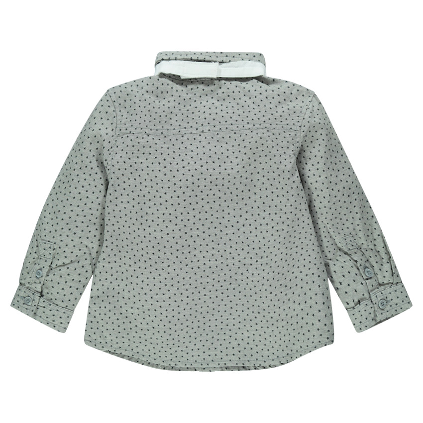 Chemise manches longues imprimée étoiles all-over avec cravate 