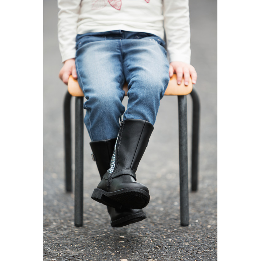Bottes effet cuir avec boucles et strass du 24 au 27 