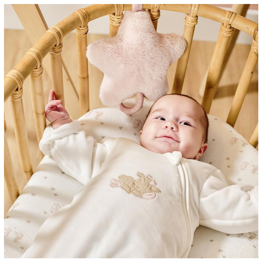 Gigoteuse avec manches et moufles - 60cm - Velours Fanfan - Blanc 