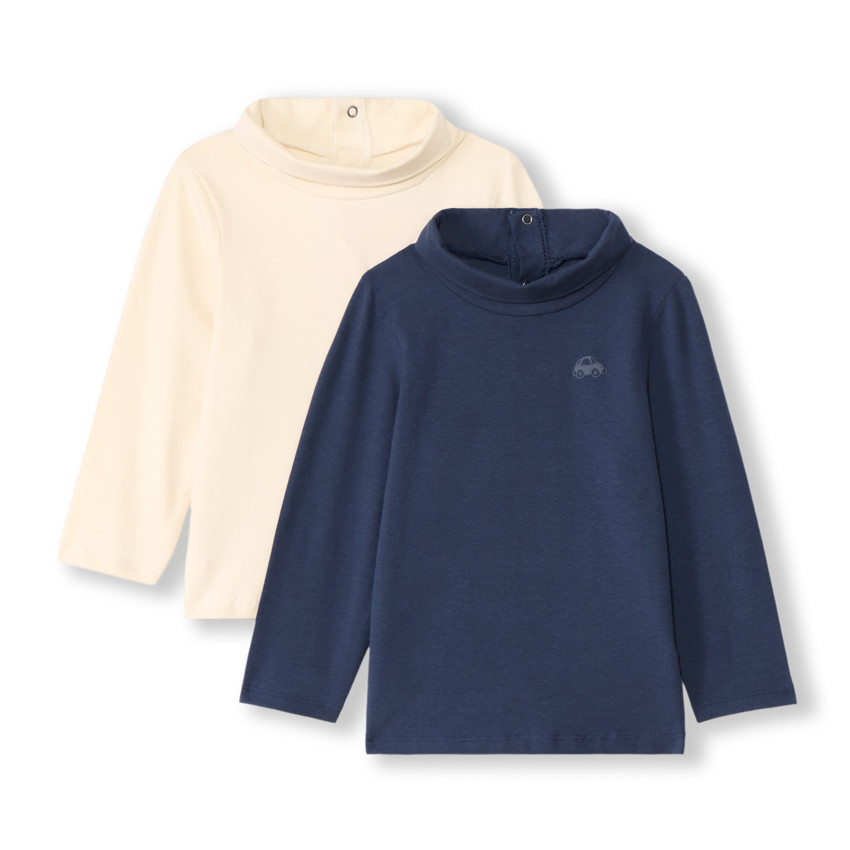 Lot de 2 sous-pulls col roulé unis pour bébé garçon 