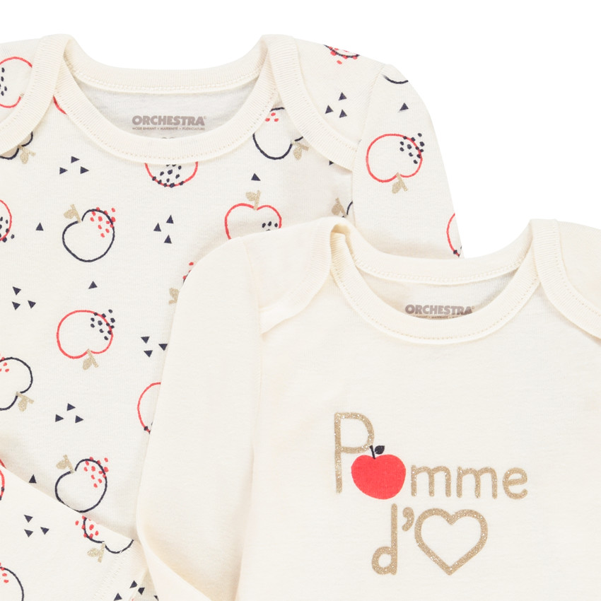 Lot de 5 bodies manches longues en coton fantaisie Main Lot de 5 bodies manches longues en coton fantaisie