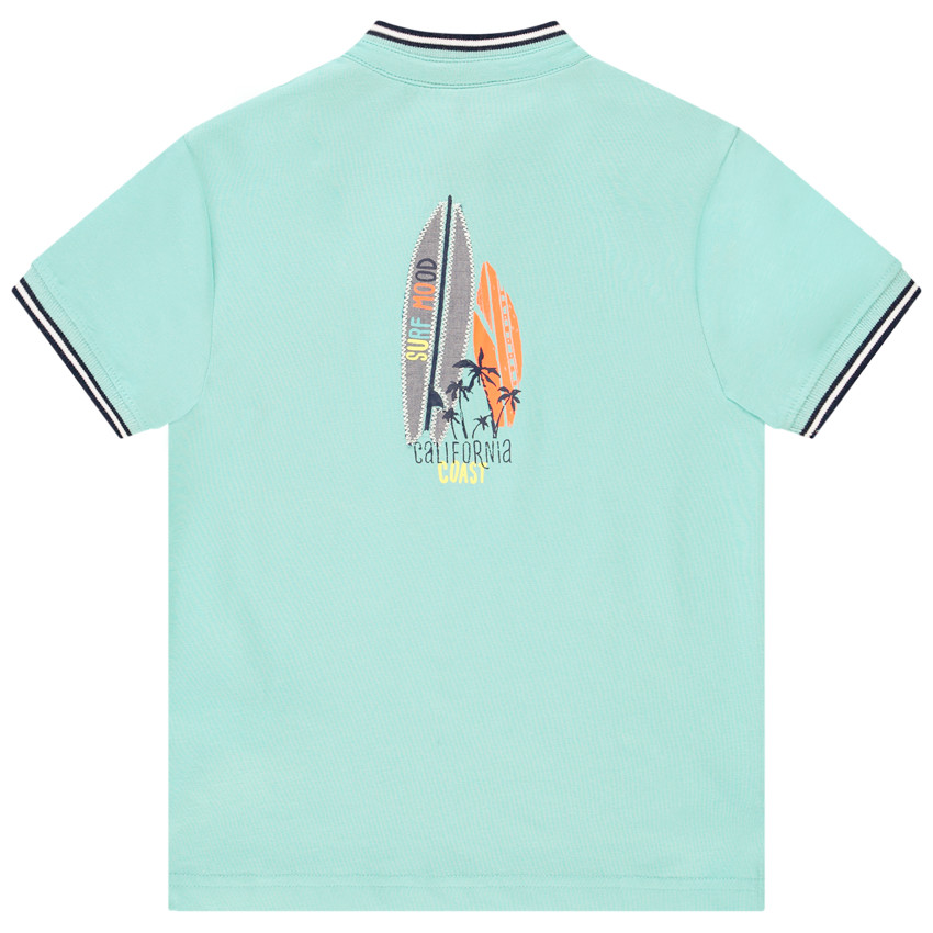 Polo manches courtes col mao print surfs pour garçon 