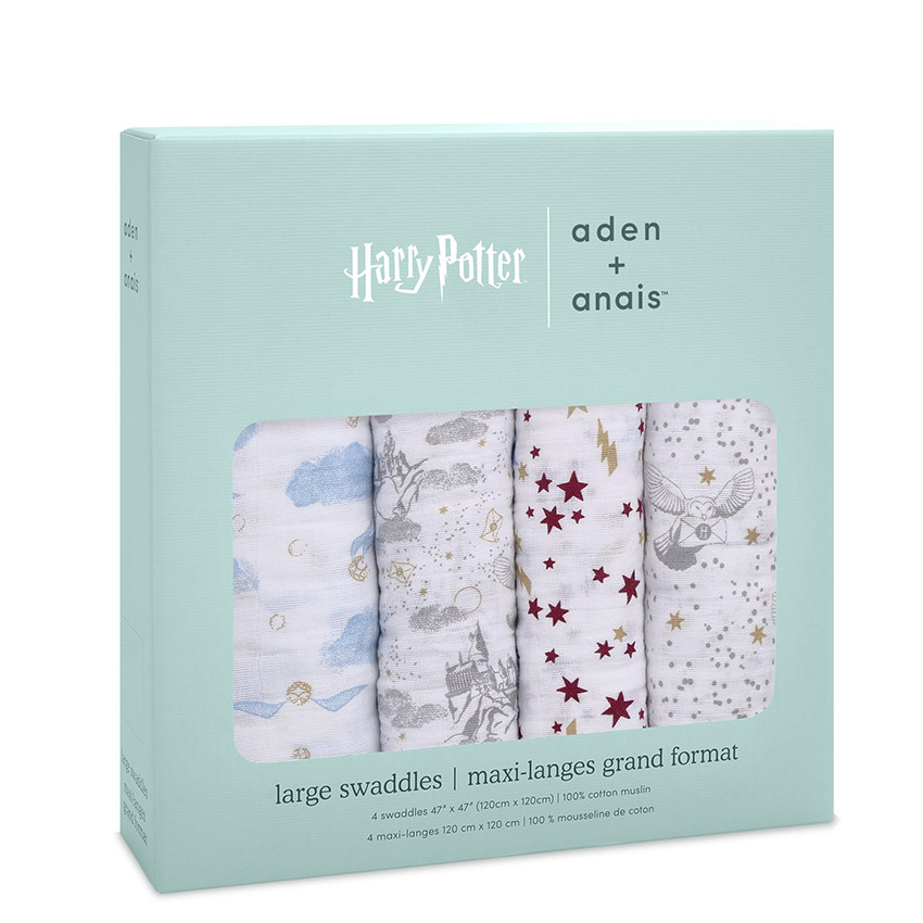 Set de 4 maxi langes en mousseline 120 x 120 cm - Harry Potter 