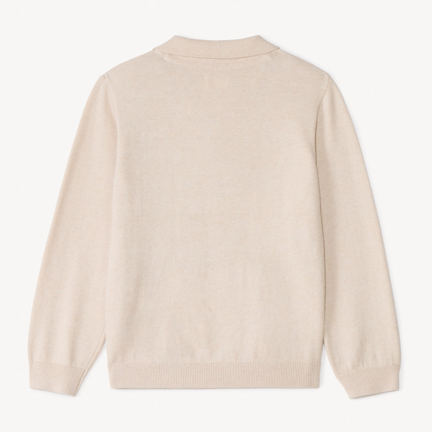 Pull manches longues en tricot torsadé uni pour garçon 