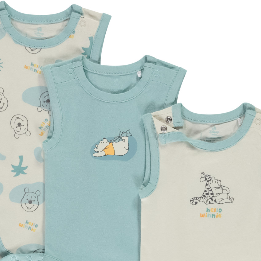Lot de 3 bodies débardeurs Winnie Disney pour bébé garçon 