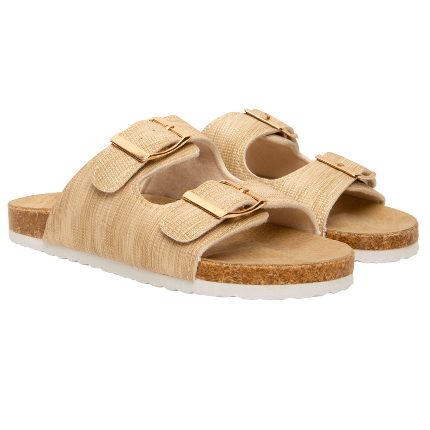 Sandales dorées à double boucles pour fille 