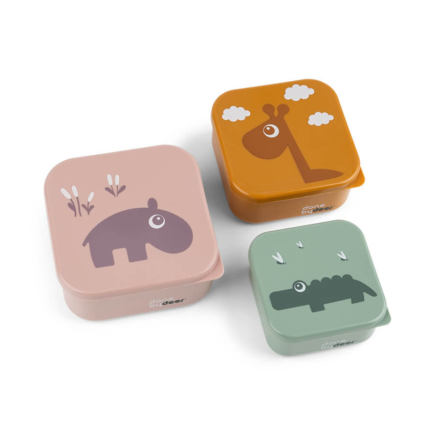 Lot de 3 boîtes à goûter Deer Friends Rose  