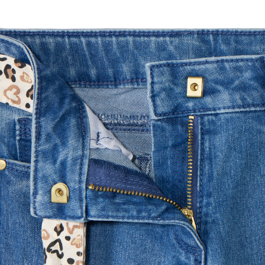 Jean slim avec ceinture foulard imprimé fille 