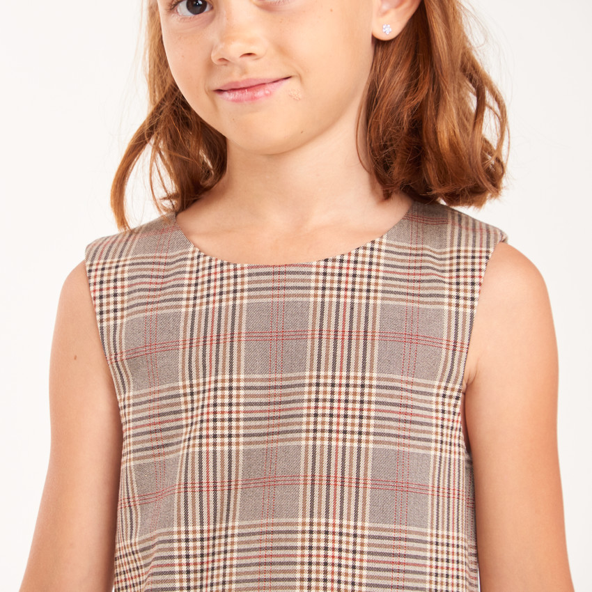 Robe fille droite à carreaux écossais 