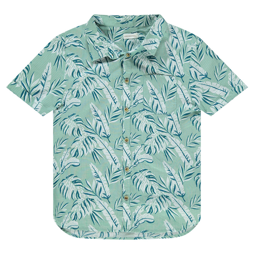 Junior - Chemise manches courtes avec imprimé végétal all-over 