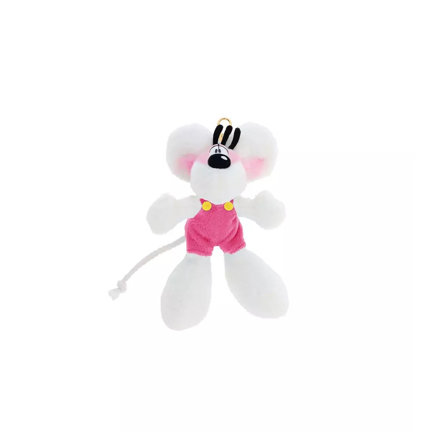 Porte-clé peluche Diddl en salopette rose 15cm 