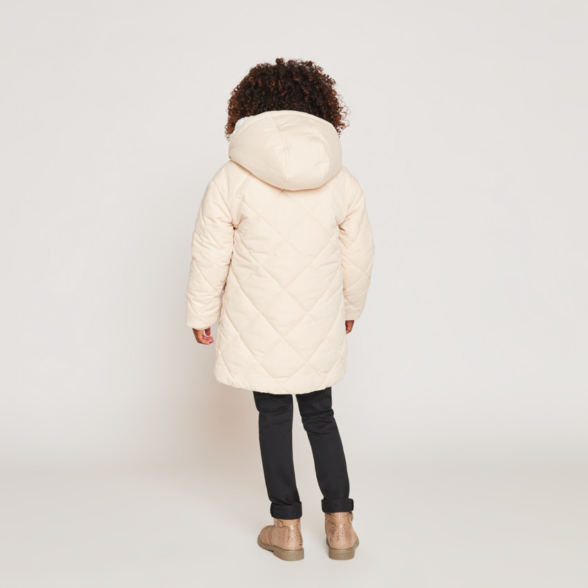 Doudoune manches longues en twill et sherpa + gilet pour fille 