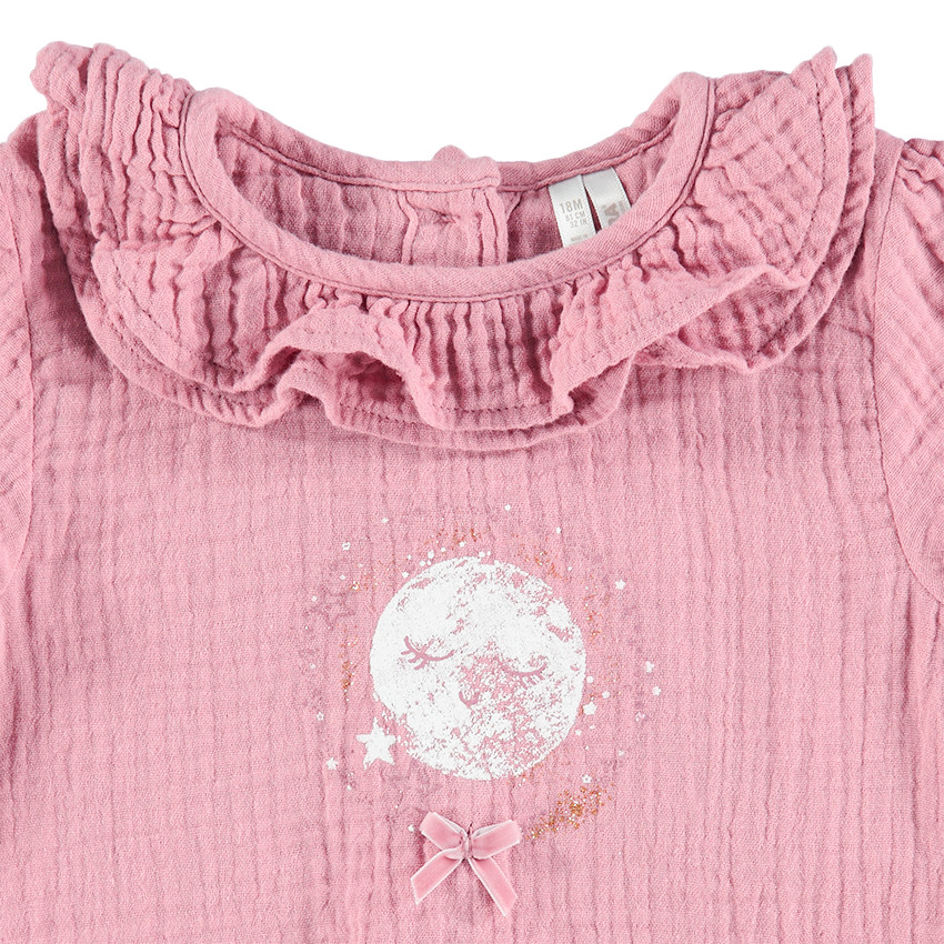 Tunique en coton tubique avec double collerette et print lune 