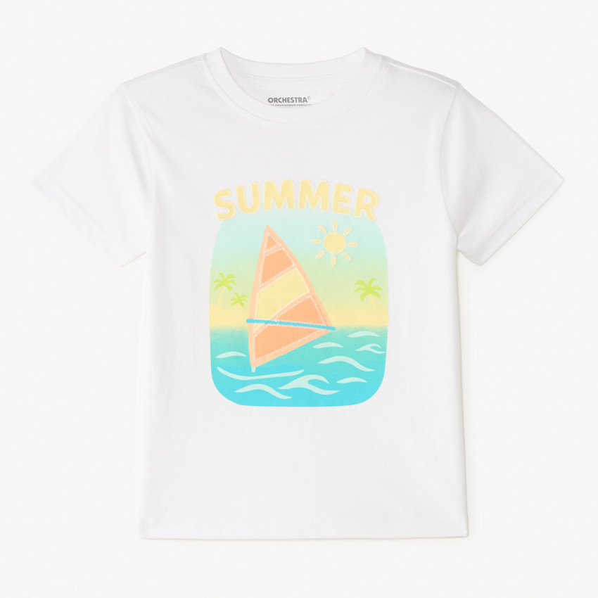 T-shirt manches courtes uni print estival fantaisie pour garçon 