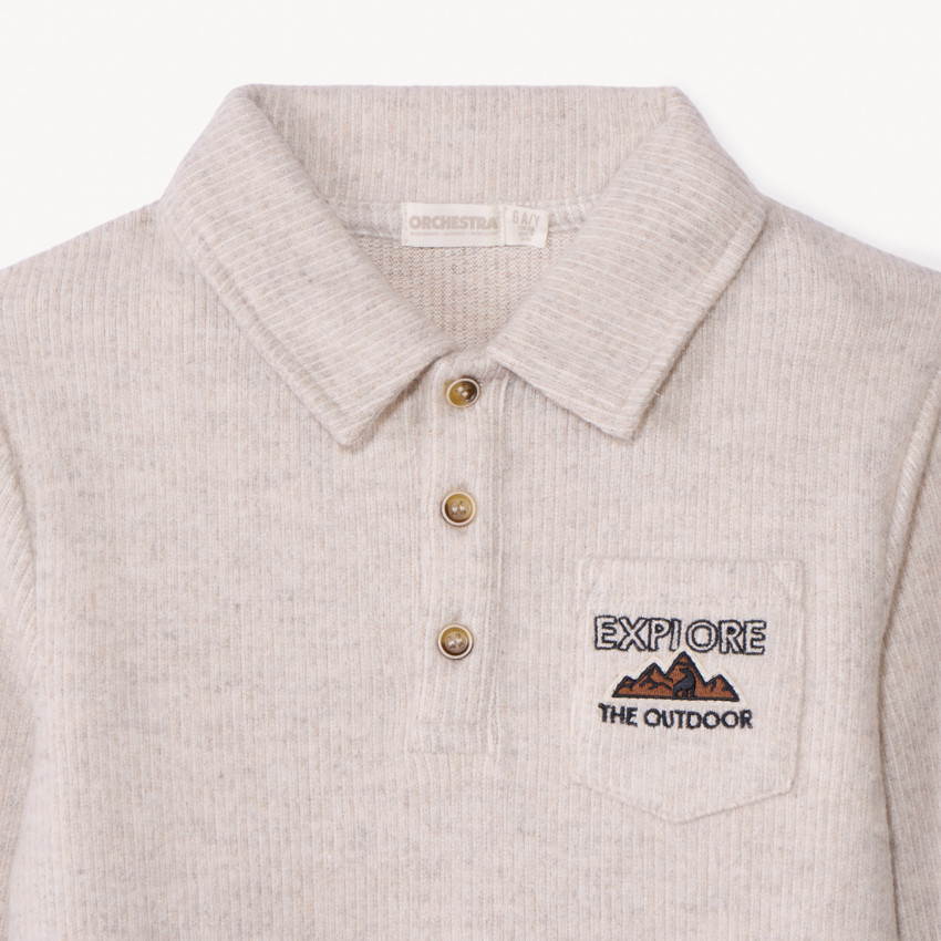 Polo manches longues effet côtelé pour garçon 