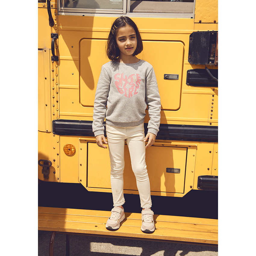 Jean slim uni avec strass pour fille 