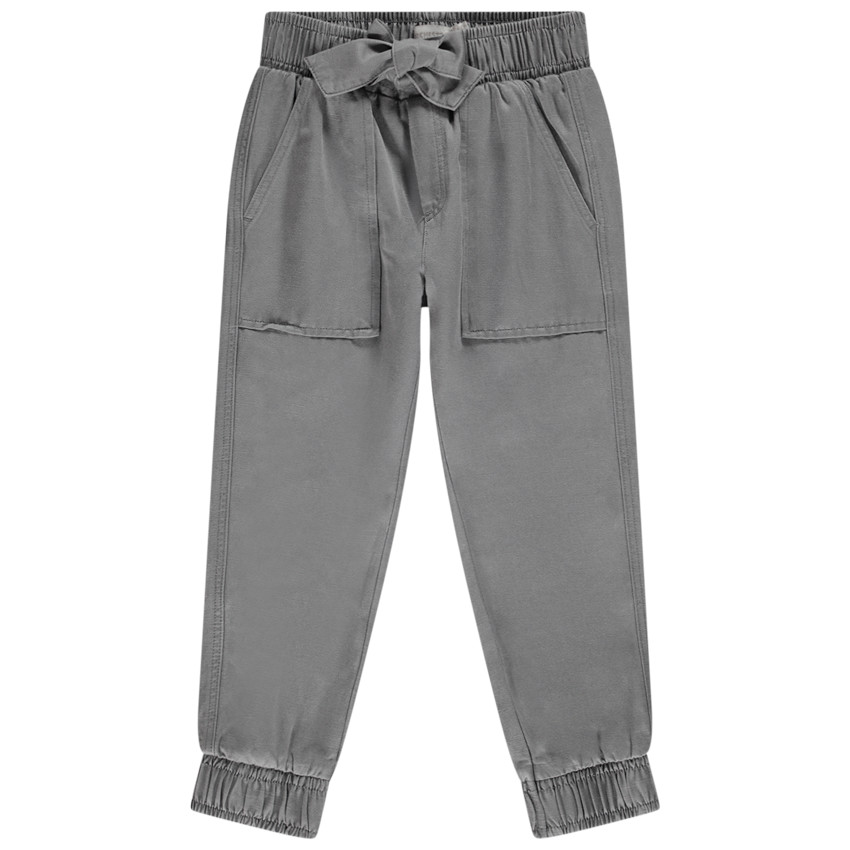 pantalon fluide esprit cargo avec nœud pour fille - gris