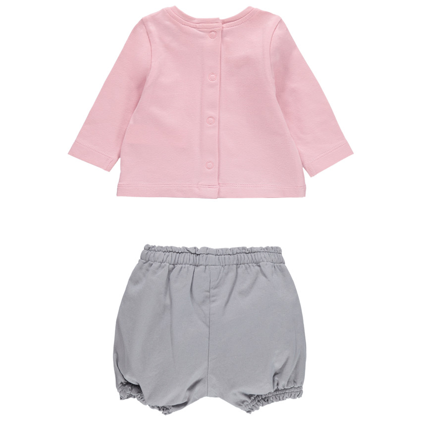 Ensemble avec t-shirt manches longue print Smiley et short gris 