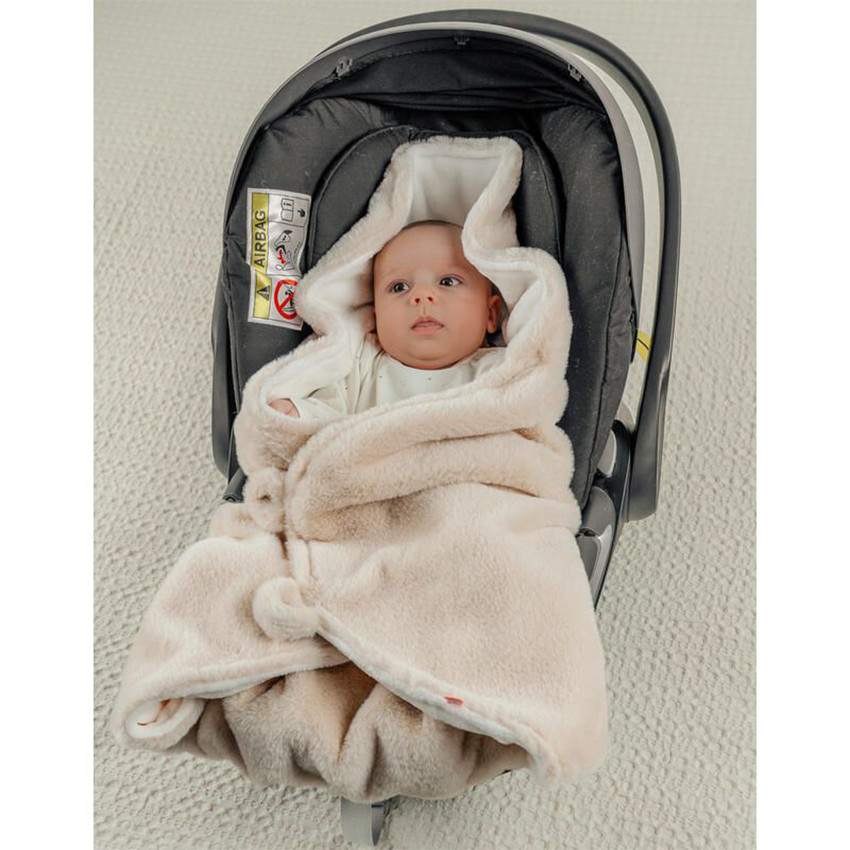 Couverture promenade Fausse Fourrure Beige MM25 