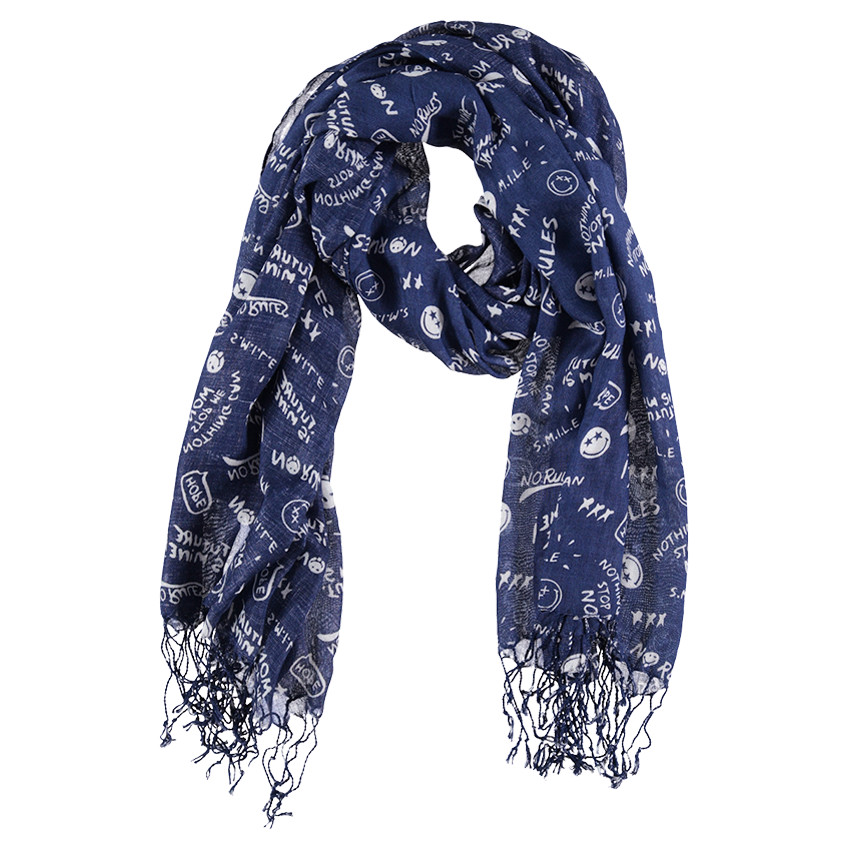 Chèche en voile de viscose motifs Smiley all-over 