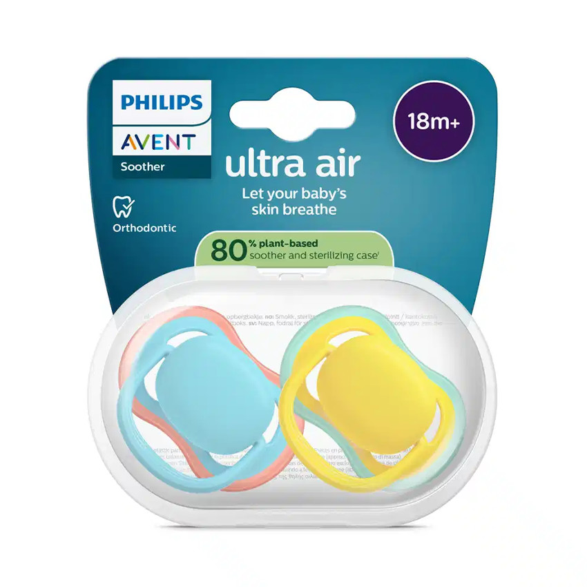 Lot de 2 sucettes silicone 18M+ Ultra Air unies (lot aléatoire) 